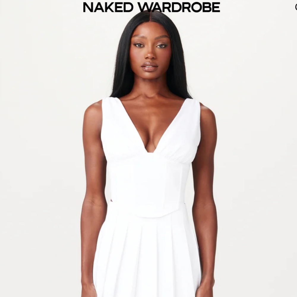 Naked Wardrobe white Corset tank, small, worn once